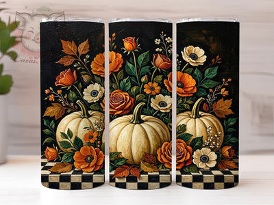 Autumn Pumpkin Roses 20oz Tumbler, Pumpkin Motif, Rose Design, Autumn Theme, Rustic Charm, Elegant Style, 20oz Wrap, Sublimation Tumbler Sublimation Lara' s Designs 