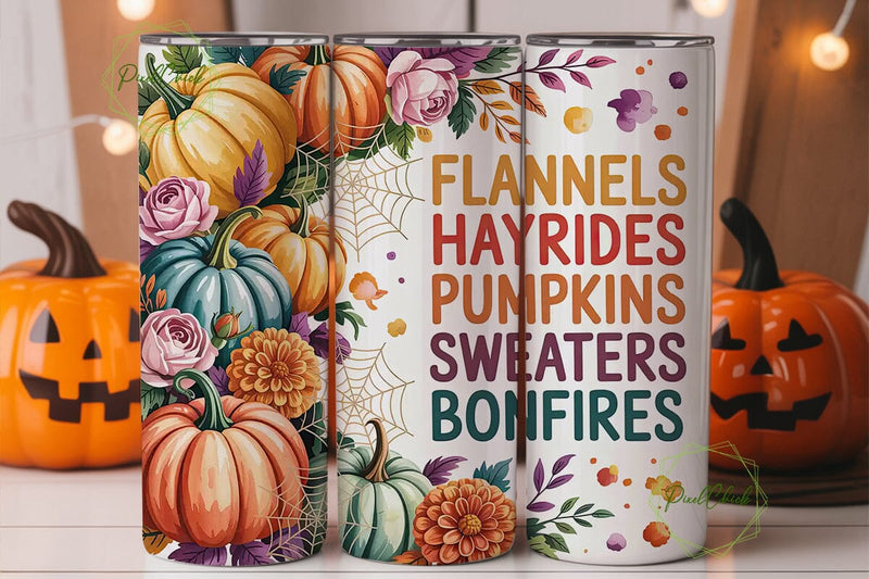 Autumn Pumpkin Spice 20oz Tumbler Wrap Sublimation PixelChick 