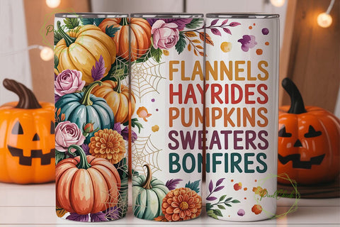 Autumn Pumpkin Spice 20oz Tumbler Wrap Sublimation PixelChick 