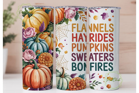 Autumn Pumpkin Spice 20oz Tumbler Wrap Sublimation PixelChick 