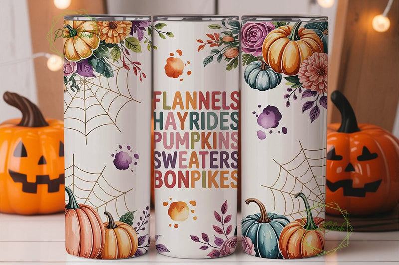 Autumn Pumpkin Spice 20oz Tumbler Wrap Sublimation PixelChick 