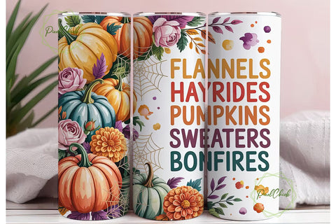 Autumn Pumpkin Spice 20oz Tumbler Wrap Sublimation PixelChick 