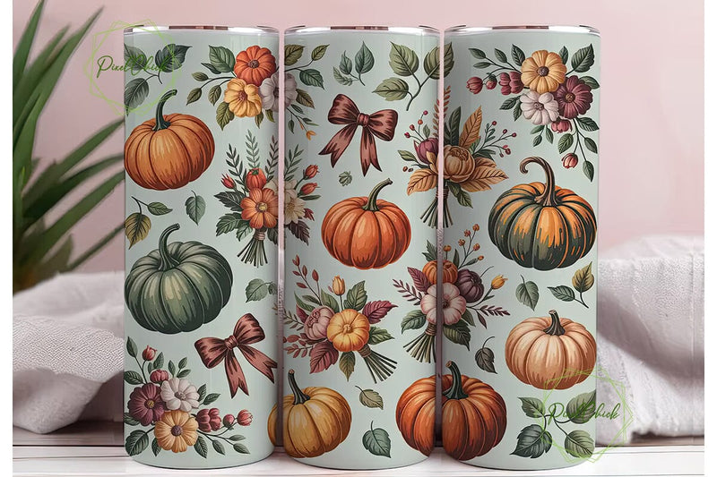 Autumn Pumpkin Spice 20oz Tumbler Wrap Sublimation PixelChick 