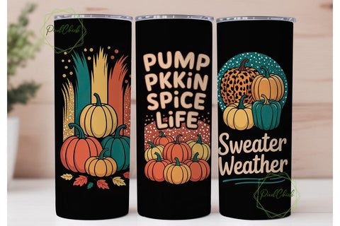 Autumn Pumpkin Spice Tumbler Wrap Sublimation PixelChick 