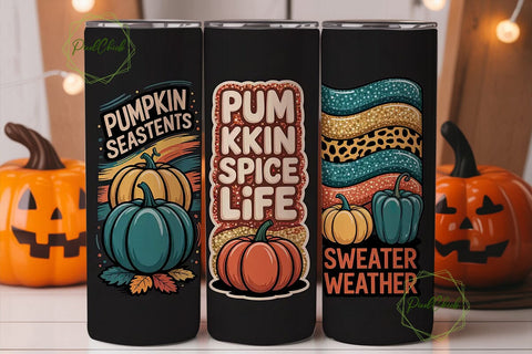 Autumn Pumpkin Spice Tumbler Wrap Sublimation PixelChick 