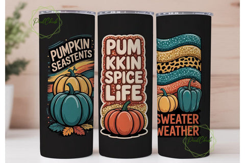 Autumn Pumpkin Spice Tumbler Wrap Sublimation PixelChick 