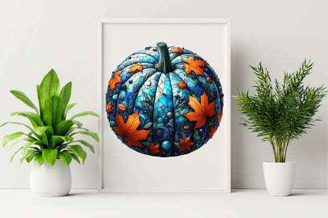 Autumn Pumpkin Stained Glass Sublimation Clipart Bundle Sublimation SVGArt 