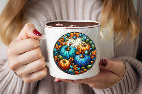 Autumn Pumpkin Stained Glass Sublimation Clipart Bundle Sublimation SVGArt 