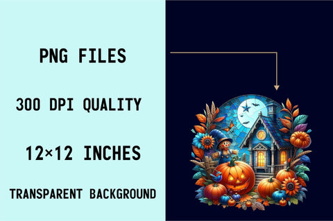 Autumn Pumpkin Stained Glass Sublimation Clipart Bundle Sublimation SVGArt 