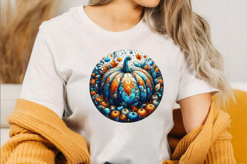 Autumn Pumpkin Stained Glass Sublimation Clipart Bundle Sublimation SVGArt 