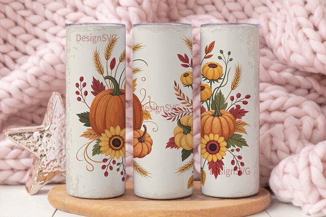 Autumn Pumpkin Sunflower 20oz Tumbler Sublimation DesignSVG 