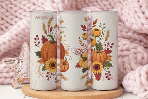 Autumn Pumpkin Sunflower 20oz Tumbler Sublimation DesignSVG 