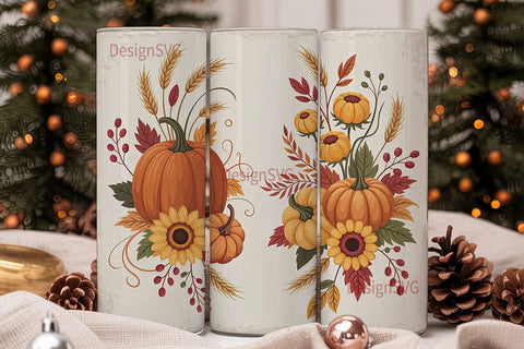 Autumn Pumpkin Sunflower 20oz Tumbler Sublimation DesignSVG 