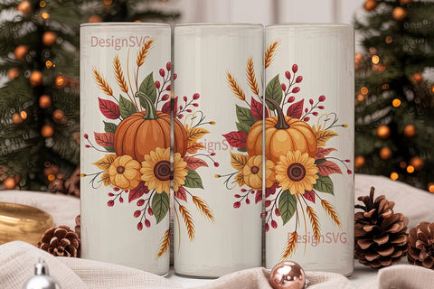Autumn Pumpkin Sunflower 20oz Tumbler Sublimation DesignSVG 