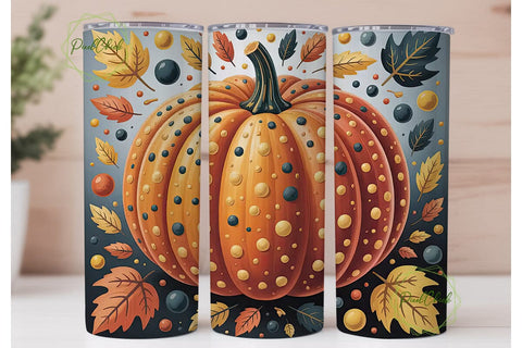 Autumn Pumpkin Tumbler Wrap Sublimation PixelChick 