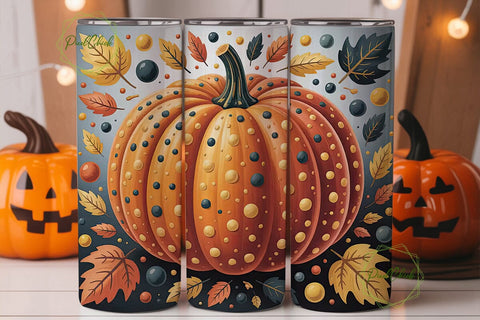 Autumn Pumpkin Tumbler Wrap Sublimation PixelChick 