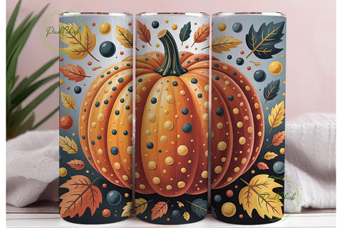 Autumn Pumpkin Tumbler Wrap Sublimation PixelChick 