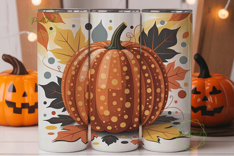 Autumn Pumpkin Tumbler Wrap Sublimation PixelChick 