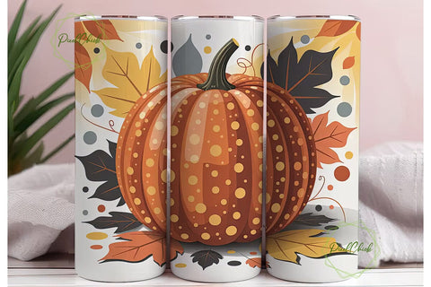 Autumn Pumpkin Tumbler Wrap Sublimation PixelChick 