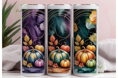 Autumn Pumpkin Watercolor 20oz Tumbler Sublimation PixelChick 