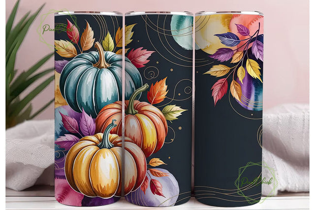 Autumn Pumpkin Watercolor 20oz Tumbler Sublimation PixelChick 