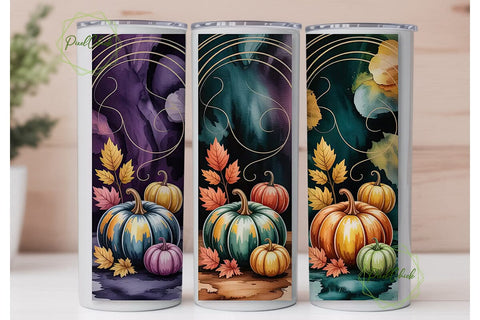 Autumn Pumpkin Watercolor 20oz Tumbler Sublimation PixelChick 
