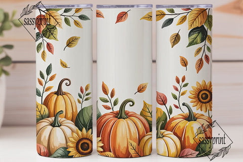Autumn Pumpkin Watercolor 20oz Tumbler Sublimation sassyprint 