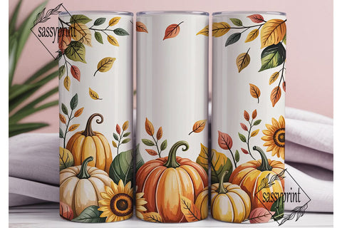 Autumn Pumpkin Watercolor 20oz Tumbler Sublimation sassyprint 