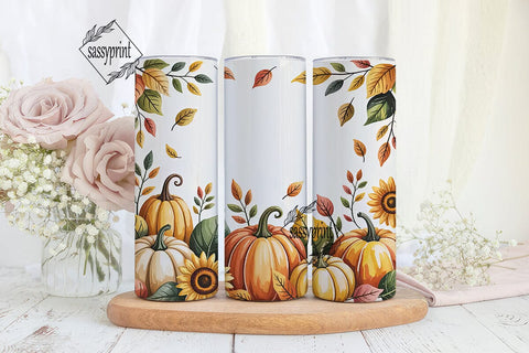 Autumn Pumpkin Watercolor 20oz Tumbler Sublimation sassyprint 