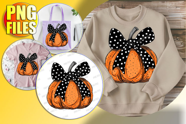Autumn Pumpkin with Bow Sublimation PNG Sublimation afrosvg 