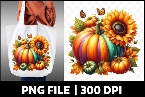 Autumn Pumpkin with Sunflower Set Sublimation SVGista 