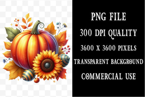 Autumn Pumpkin with Sunflower Set Sublimation SVGista 