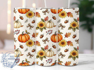 Autumn Pumpkins & Florals 20oz Tumbler, Autumn Pumpkins, Floral Design, Fall Vibes, Rustic Charm, Whimsical Style, 20oz Wrap, Sublimation Tumbler Sublimation ToriDesigns 