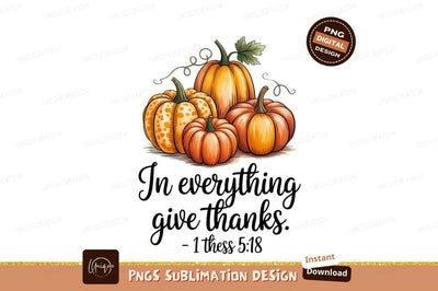 Autumn Pumpkins Gratitude Verse gourds harvest Sublimation Designangry 
