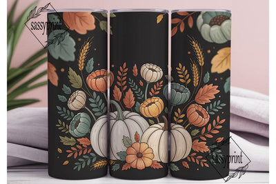 Autumn Pumpkins & Sunflowers Tumbler Sublimation sassyprint 