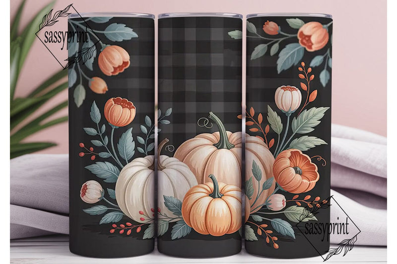 Autumn Pumpkins & Sunflowers Tumbler Sublimation sassyprint 