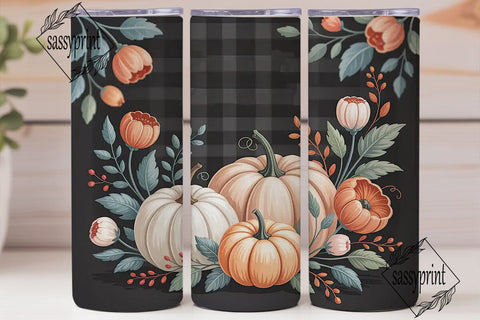Autumn Pumpkins & Sunflowers Tumbler Sublimation sassyprint 