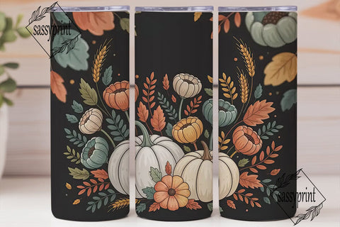 Autumn Pumpkins & Sunflowers Tumbler Sublimation sassyprint 