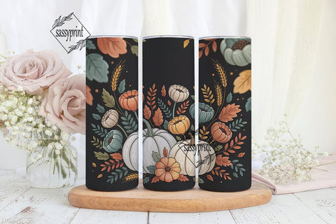Autumn Pumpkins & Sunflowers Tumbler Sublimation sassyprint 