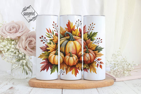 Autumn Pumpkins Watercolor 20oz Tumbler Sublimation sassyprint 