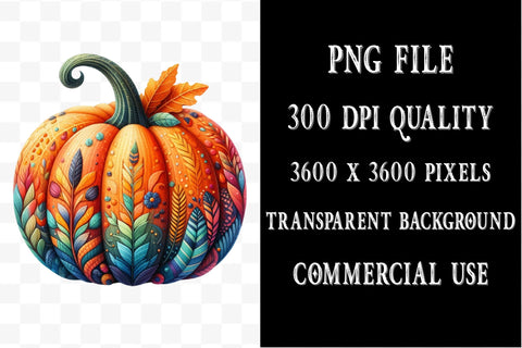Autumn Pumpkins Watercolor Clipart, PNG Sublimation SVGista 