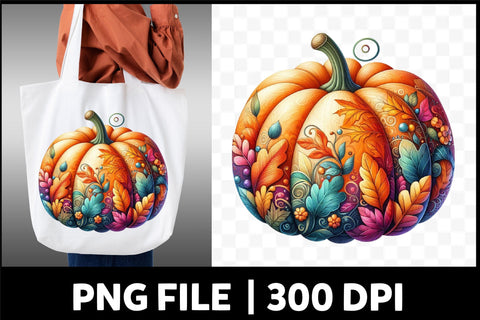 Autumn Pumpkins Watercolor Clipart, PNG Sublimation SVGista 