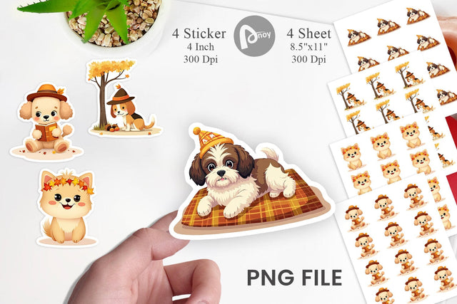 Autumn Puppy Parade Sticker Sublimation artnoy 