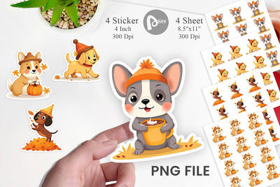 Autumn Puppy Parade Sticker Sublimation artnoy 