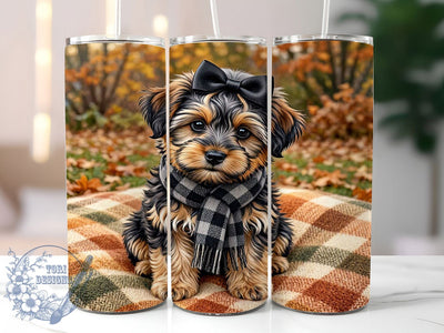 Autumn Puppy Pumpkin 20oz Tumbler, Puppy Pumpkin Motif, Autumn Art Design, Cozy Theme, Whimsical Accent, Cute Charm, Sublimation Wrap, 20oz Tumbler Sublimation ToriDesigns 