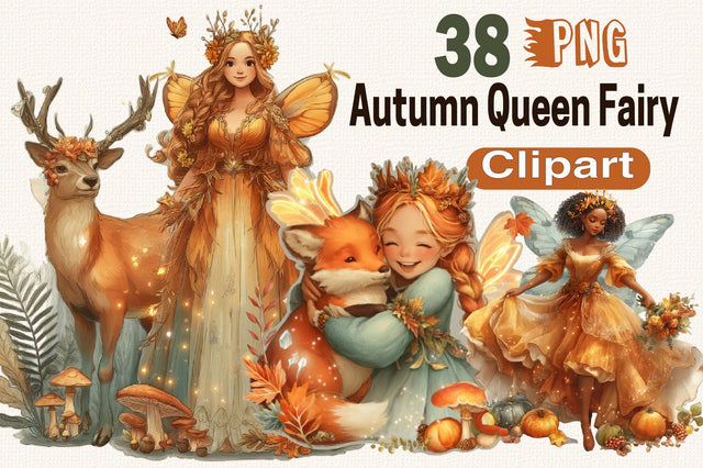 Autumn Queen Fairy Clipart Bundle. Sublimation SVGArt 