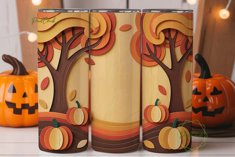 Autumn Quilling Trees 20oz Tumbler Wrap Sublimation PixelChick 