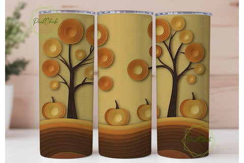 Autumn Quilling Trees 20oz Tumbler Wrap Sublimation PixelChick 