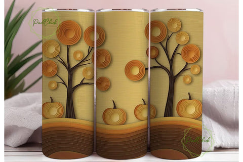 Autumn Quilling Trees 20oz Tumbler Wrap Sublimation PixelChick 