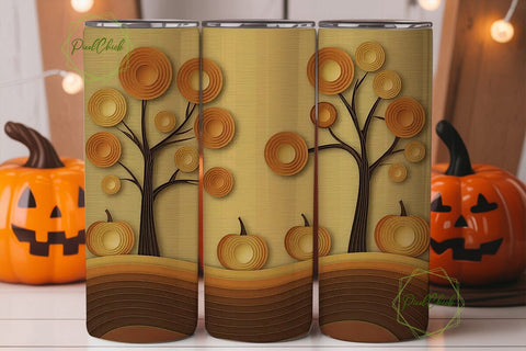Autumn Quilling Trees 20oz Tumbler Wrap Sublimation PixelChick 